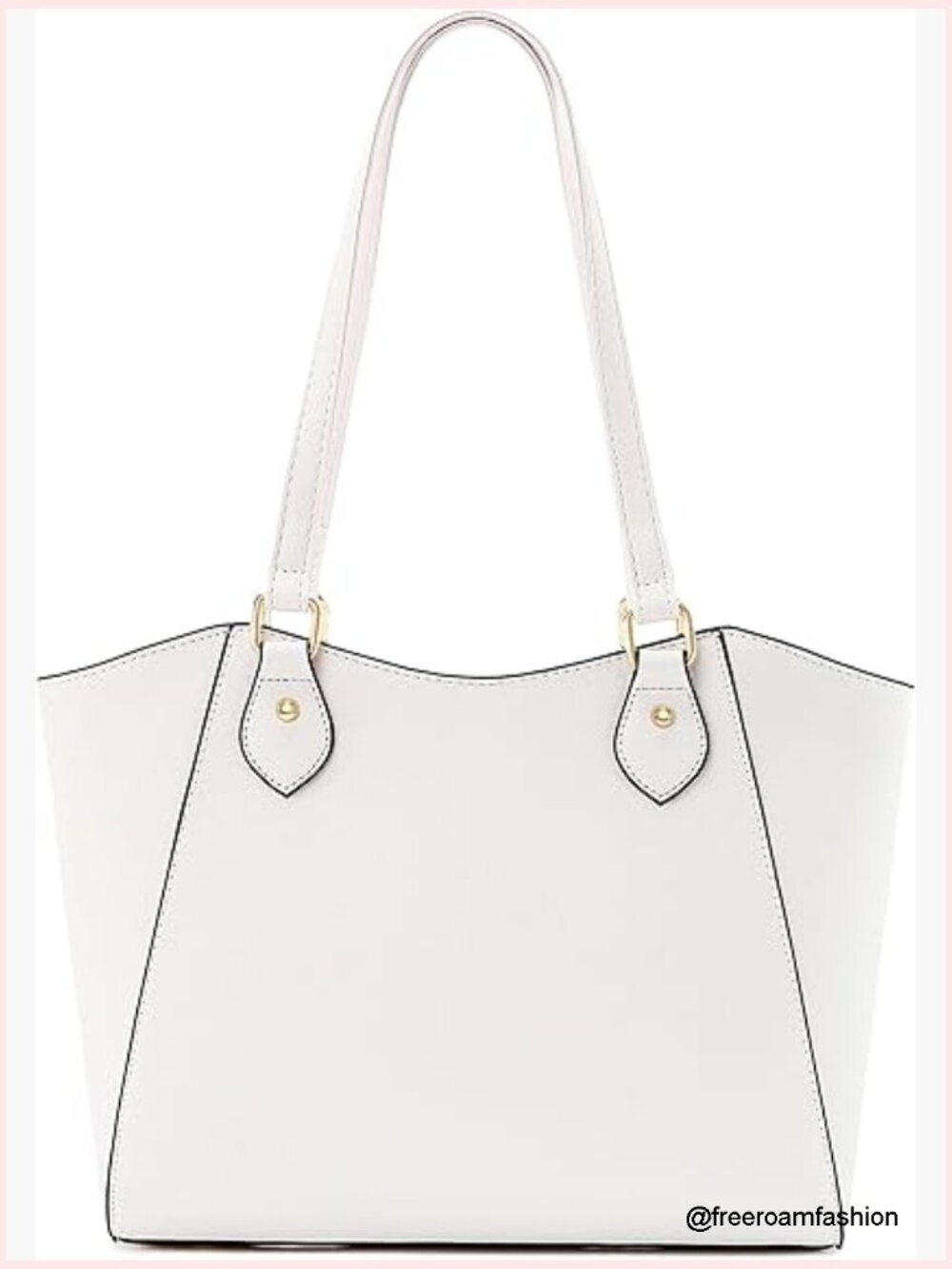 Large Vegan Leather Tote Shoulder Bag With Zipper Multi-Pocket Laptop Purse